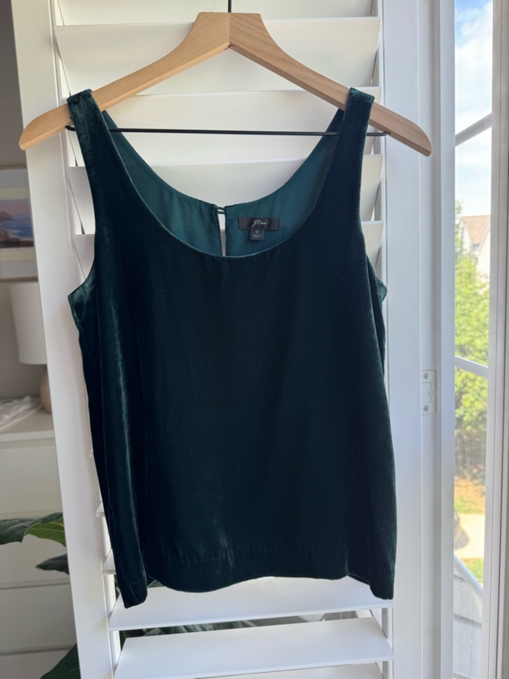 J. Crew Dark Green Velvet Sleeveless Camisole